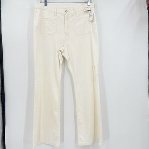 NWT GAP High Rise 70s Flare Jeans 33 Ivory Cream Stretch Retro Chic